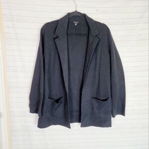 TALBOTS MERINO WOOL BLEND COLLARED CARDIGAN SWEATER IN BLACK, SZ MEDIUM